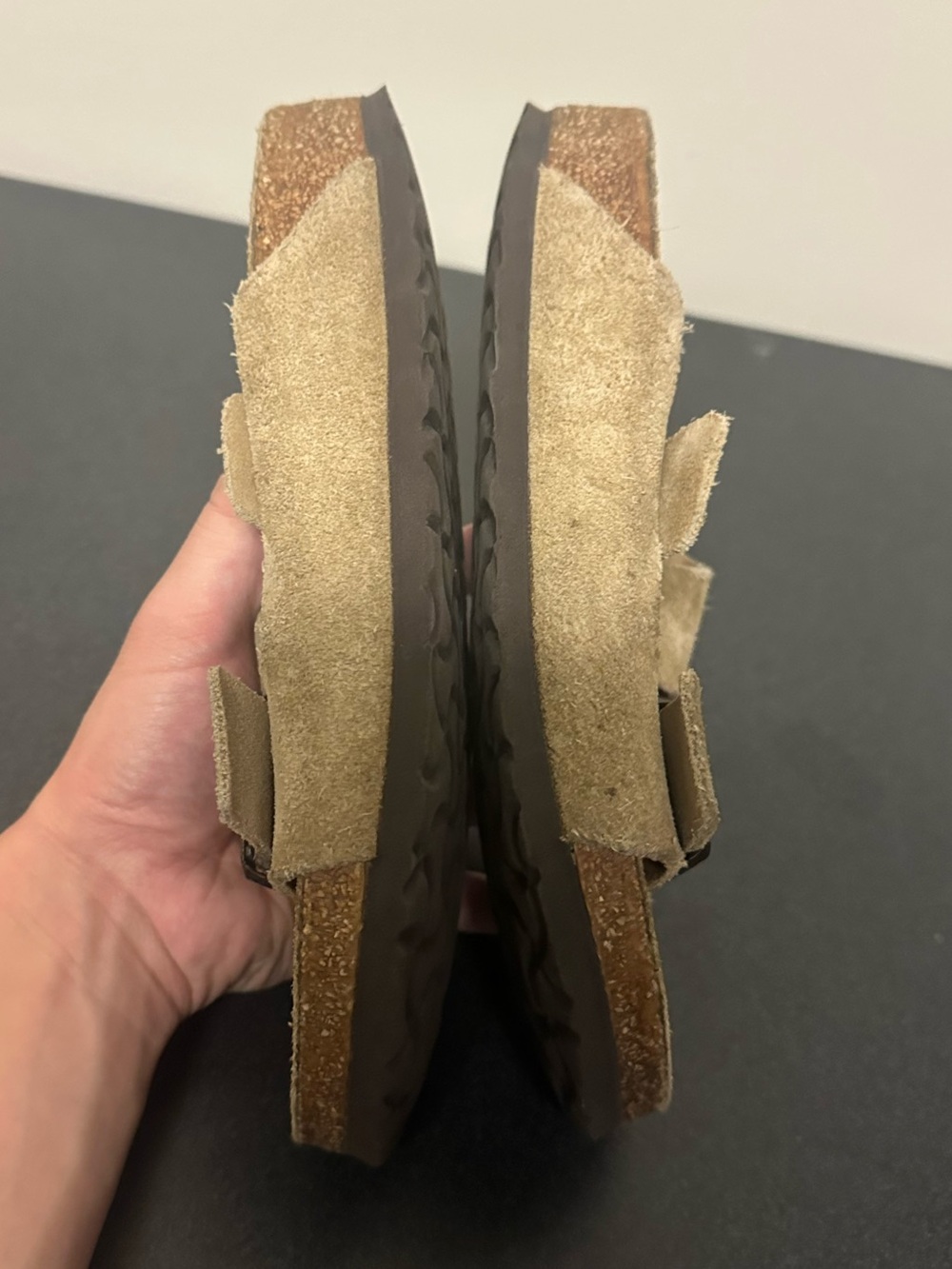 Birkenstock Suede Two-Strap Sandals in Tan - Picture 7 of 9